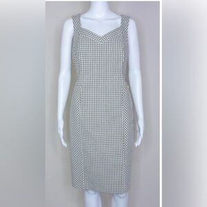 Etcetera Brown/White Gingham Sheath Dress With Pockets  Size 8